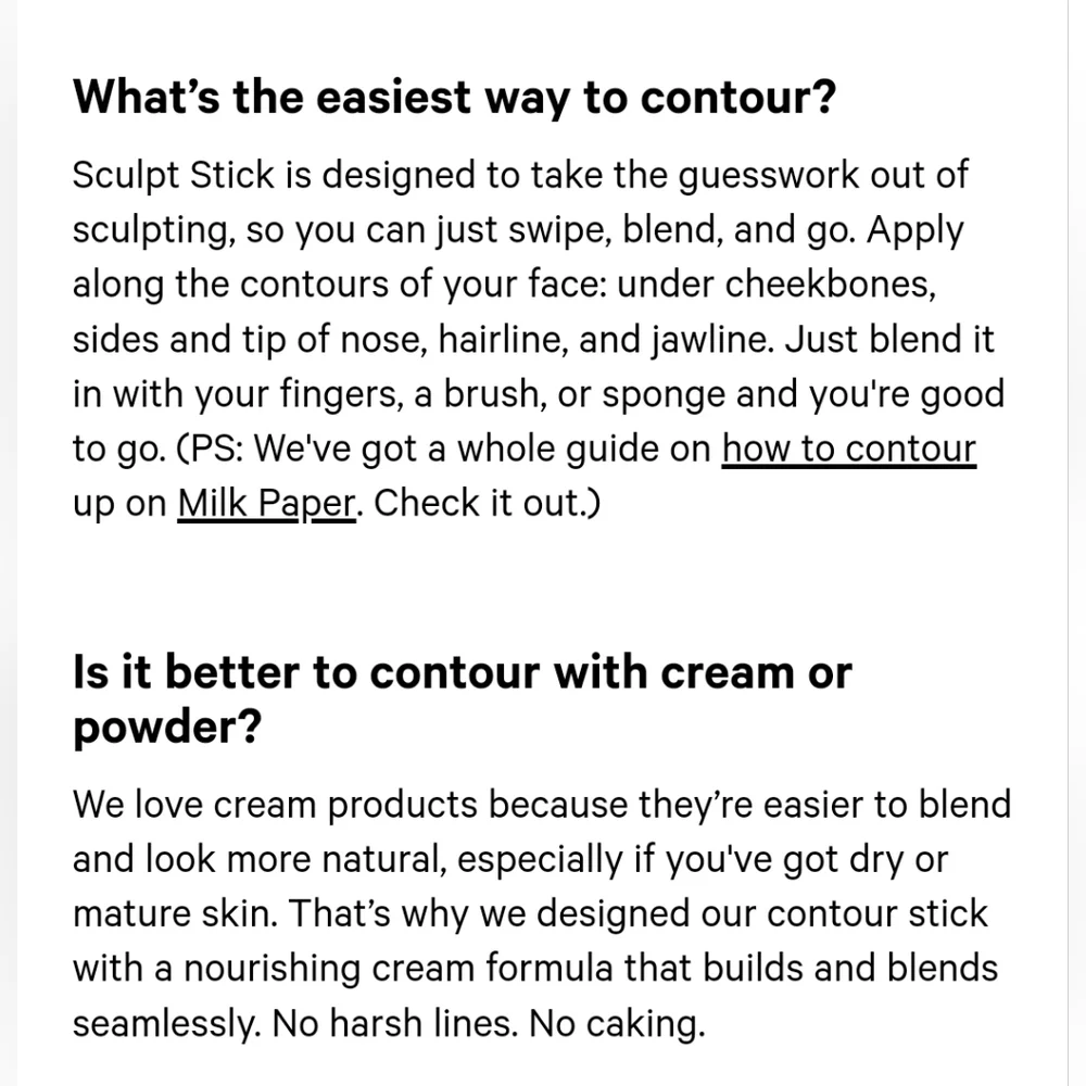 Miilk Makeup Sculpt Stick Cream Contour | Sizzle | Very Deep | Brand New in Box